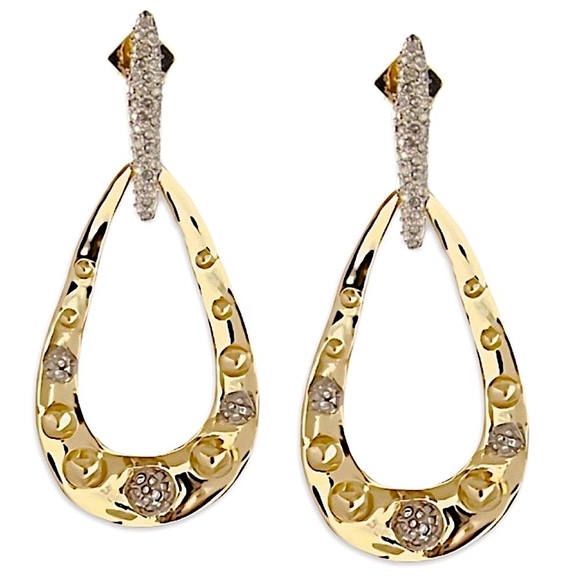 ALEXIS BITTAR • Gold Crystal Encrusted Molten Dot Liquid Link Earrings - Picture 1 of 9